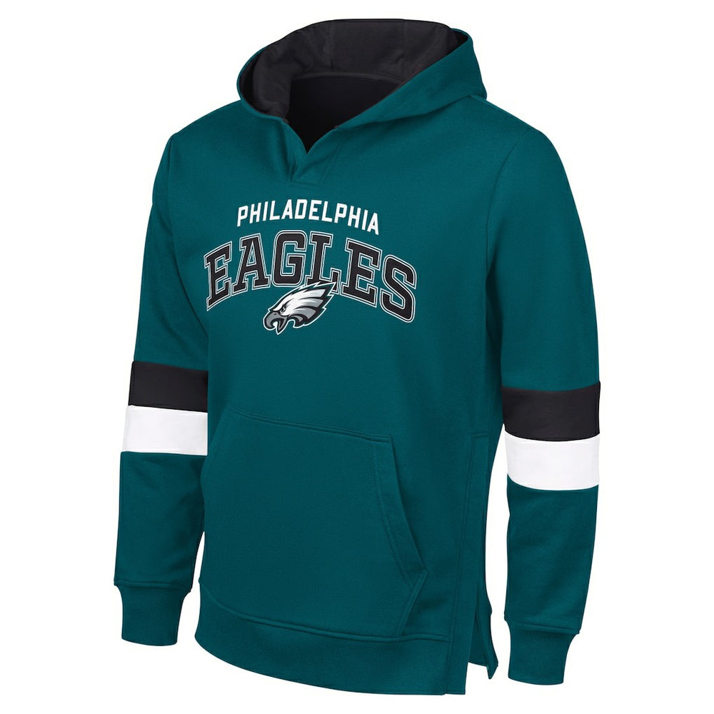 Philadelphia Eagles G-III Sports by Carl BanksMen's Adaptive Faceoff Pullover Hoodie - Midnight Green/Black discount