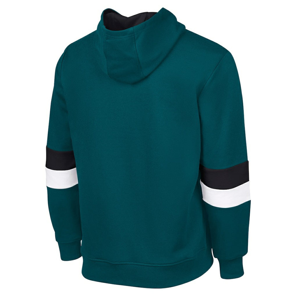 Philadelphia Eagles G-III Sports by Carl BanksMen's Adaptive Faceoff Pullover Hoodie - Midnight Green/Black discount