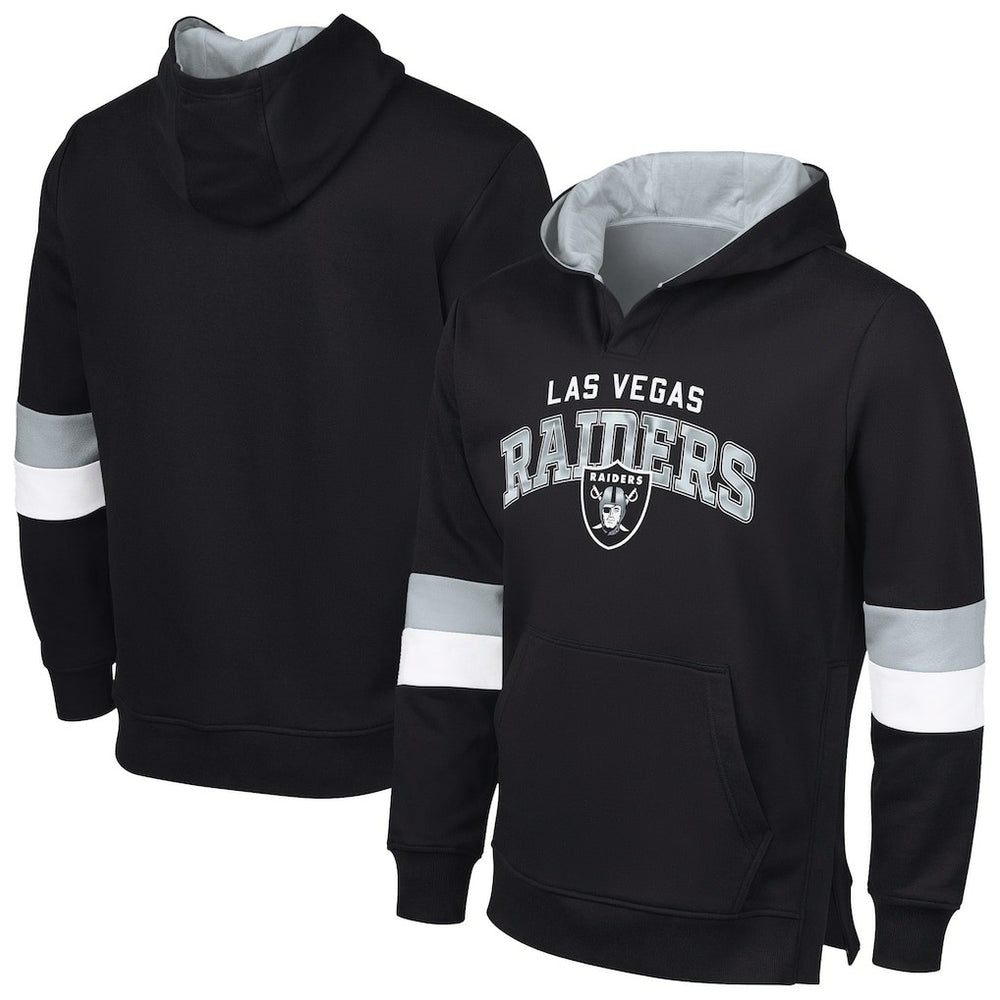Las Vegas Raiders G-III Sports by Carl Banks Adaptive Faceoff Pullover Hoodie - Black/Silver on sale