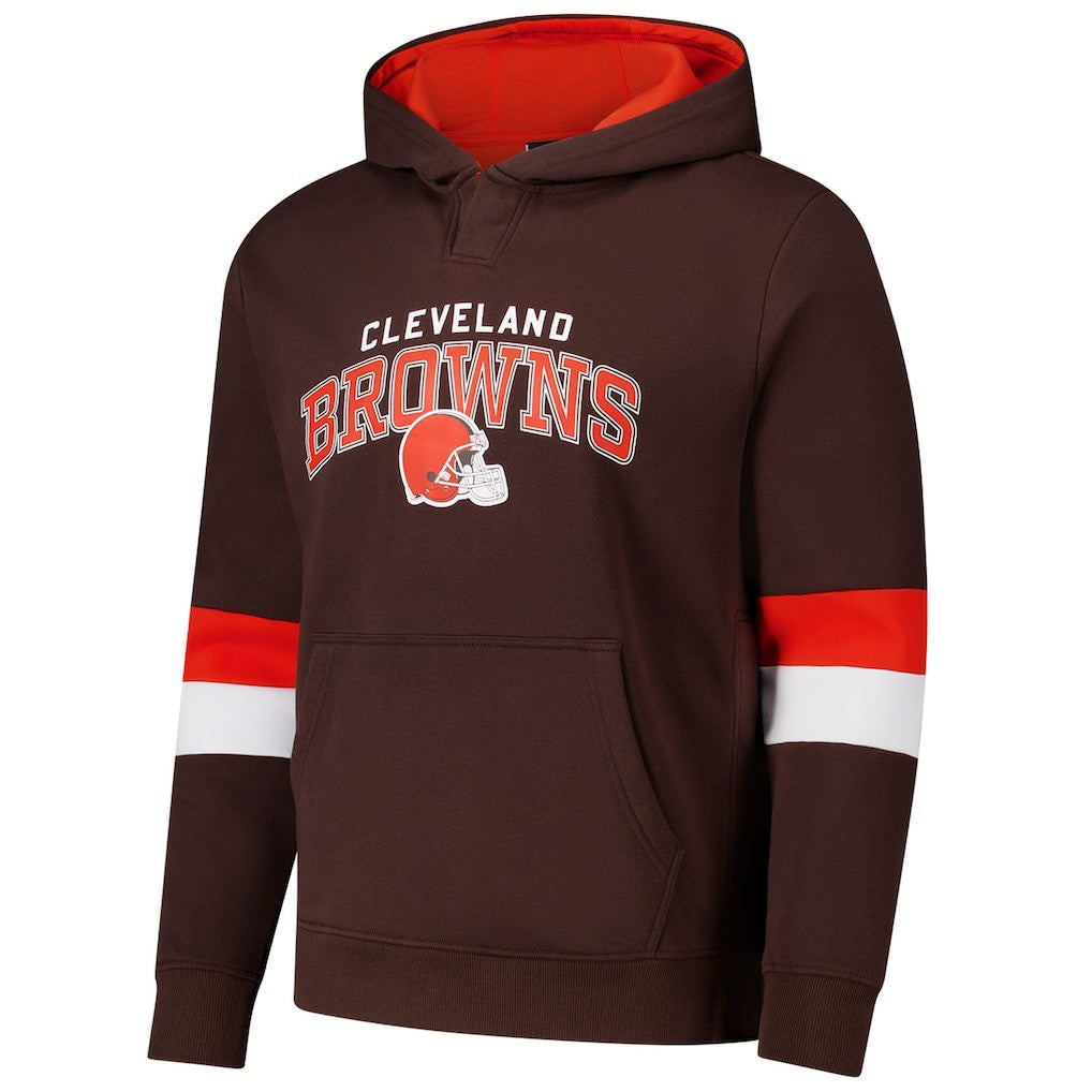 Cleveland Browns G-III Sports by Carl Banks Adaptive Faceoff Pullover Hoodie - Brown/Orange on sale