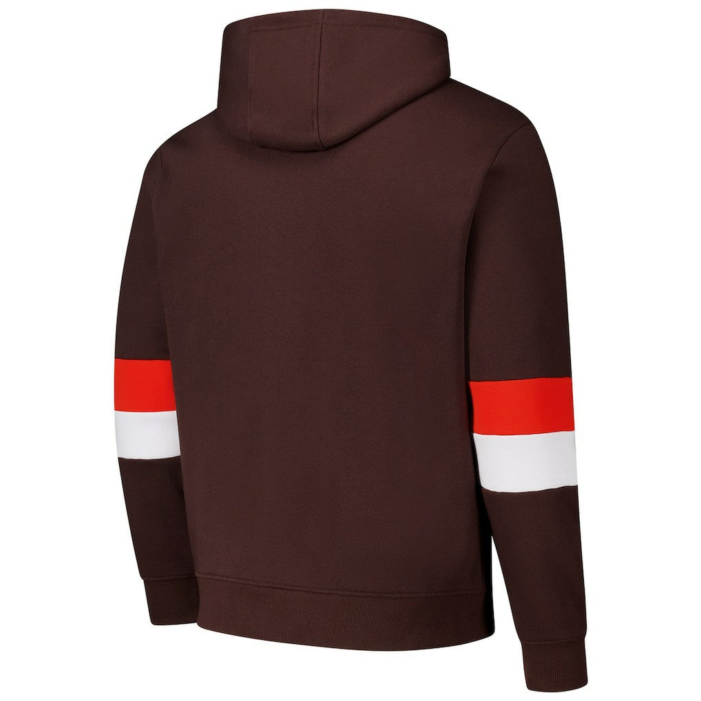 Cleveland Browns G-III Sports by Carl Banks Adaptive Faceoff Pullover Hoodie - Brown/Orange on sale