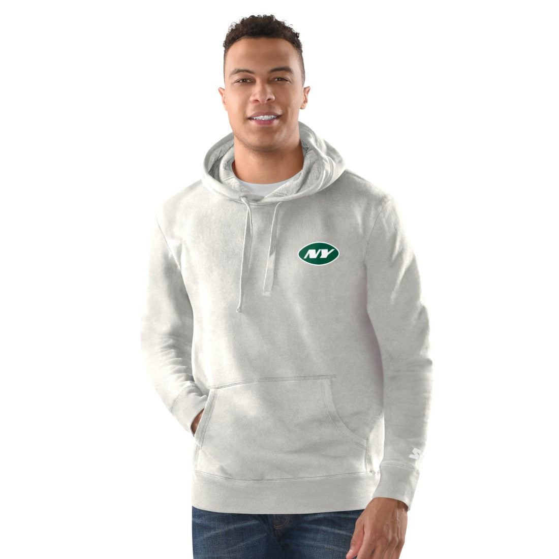 New York Jets Margaritaville Time Flies Garment Dyed Pullover Hoodie - Gray for sale