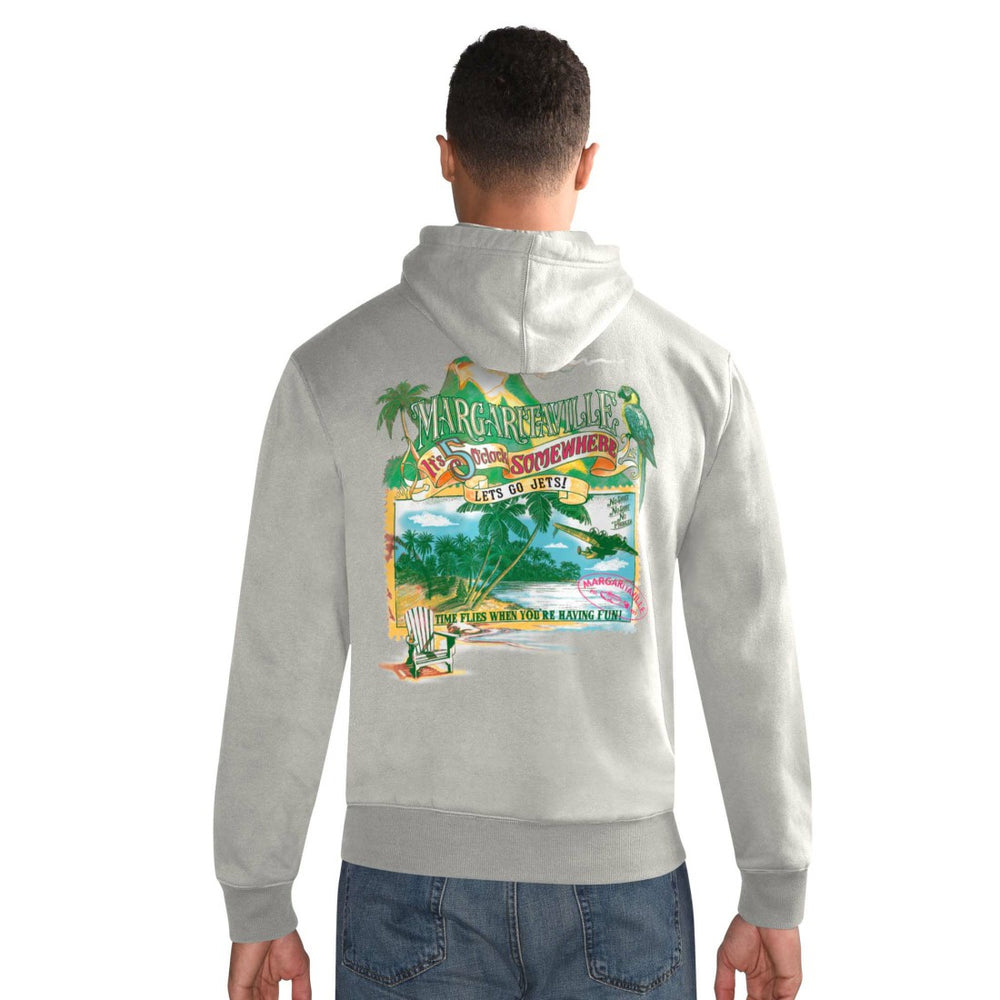 New York Jets Margaritaville Time Flies Garment Dyed Pullover Hoodie - Gray for sale