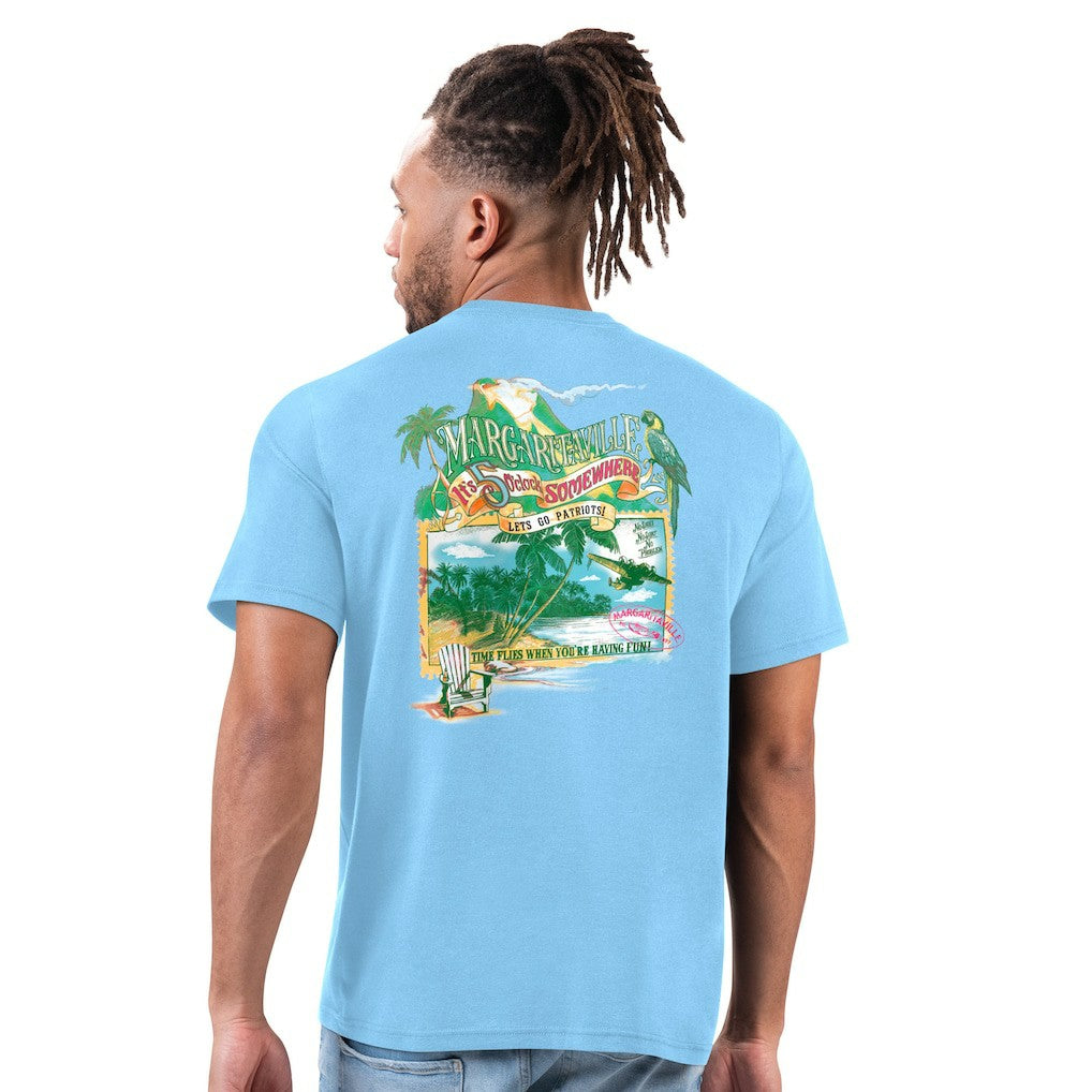 New England Patriots Margaritaville Time Flies T-Shirt - Light Blue sale
