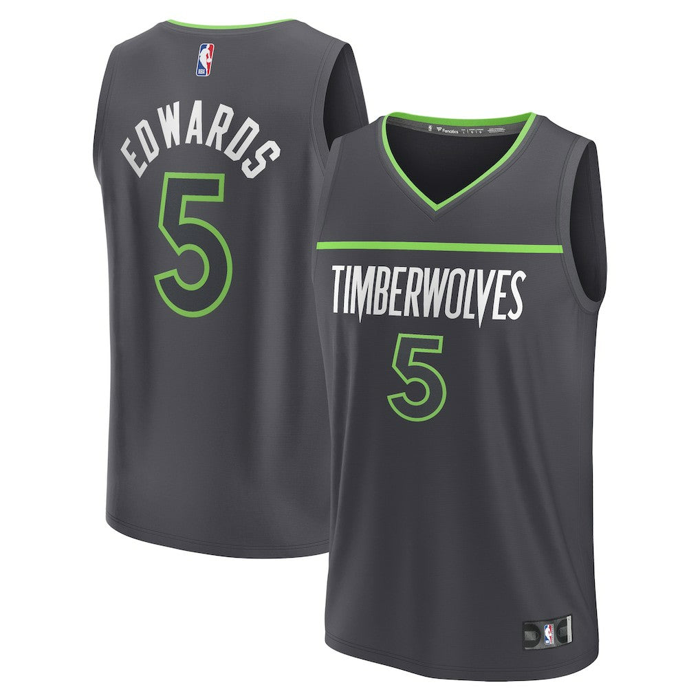 Anthony Edwards Minnesota Timberwolves Fast Break Replica Player Jersey - Statement Edition - Anthracite outlet