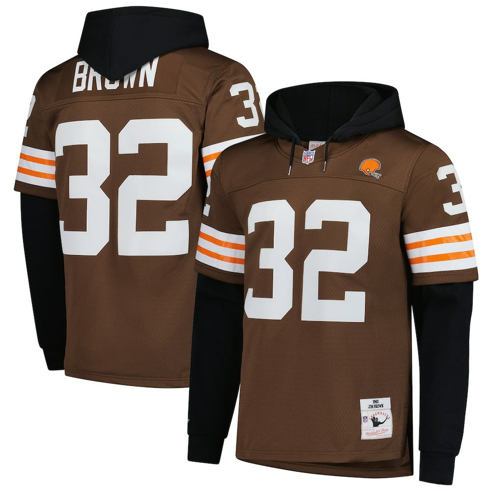 Jim Brown Cleveland Browns Player Name & Number Hoodie Legacy Jersey - Brown on sale