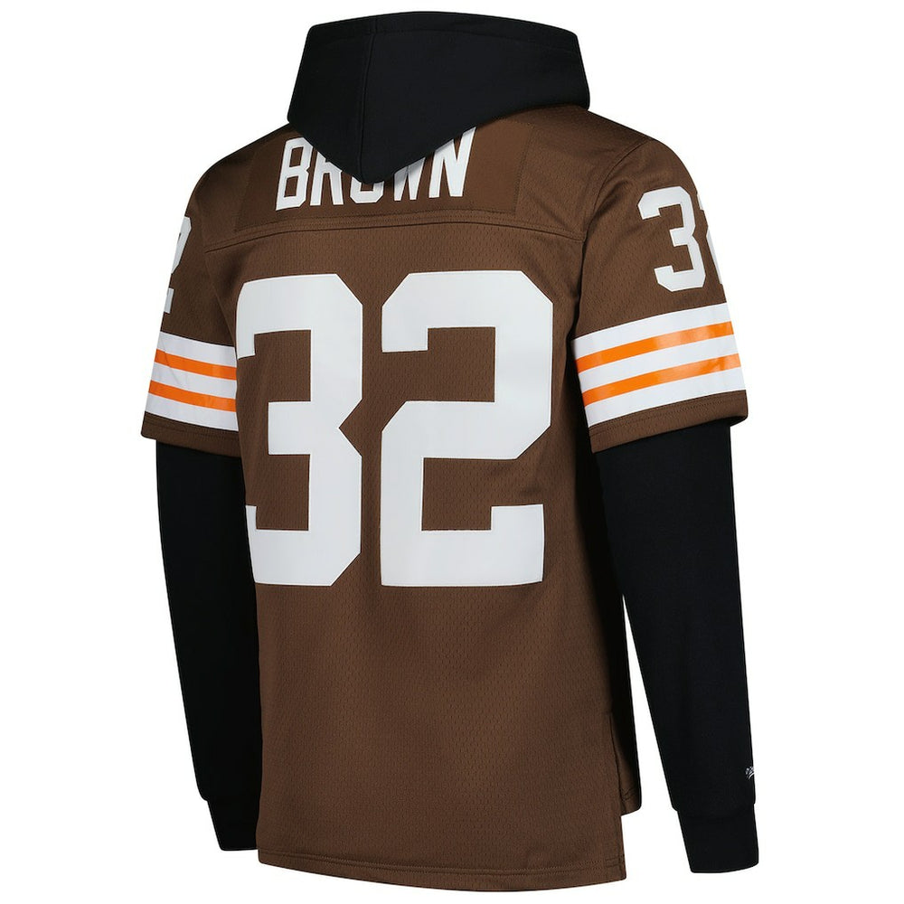 Jim Brown Cleveland Browns Player Name & Number Hoodie Legacy Jersey - Brown on sale