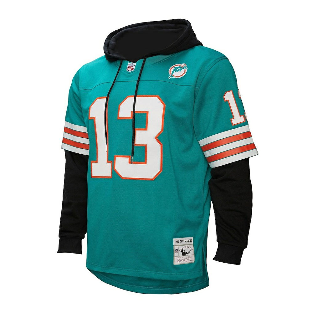 Dan Marino Miami Dolphins Player Name & Number Hoodie Legacy Jersey - Aqua outlet
