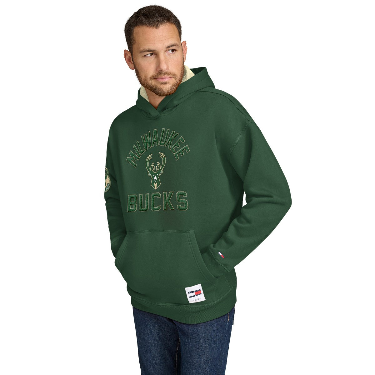 Milwaukee Bucks Tommy Jeans Sebastian Pullover Hoodie - Hunter Green shop