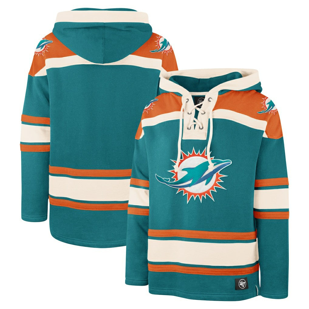 Miami Dolphins '47 Superior Lacer Pullover Hoodie - Aqua on sale