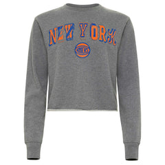 New York Knicks Sportiqe Women's Varsity Collection Kacey Cropped Pullover Sweatshirt - Heather Gray sale