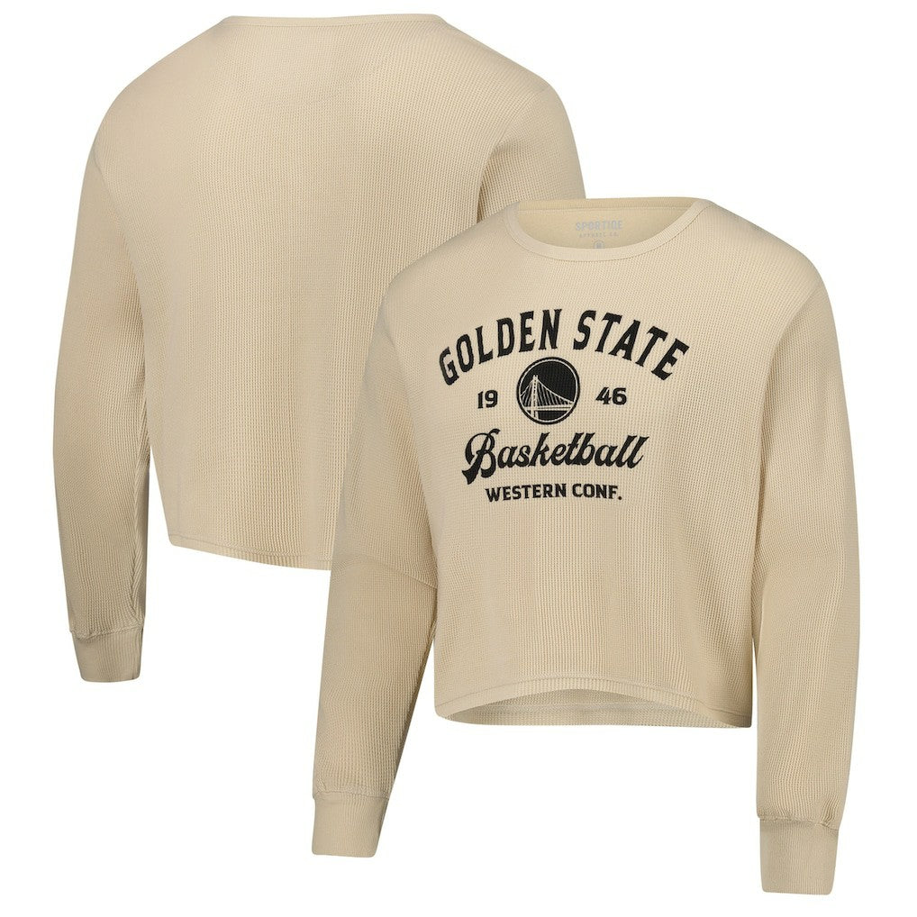 Golden State Warriors Sportiqe Unisex High Country Collection Cullen Cropped Waffle Knit Long Sleeve T-Shirt sale - Cream on sale