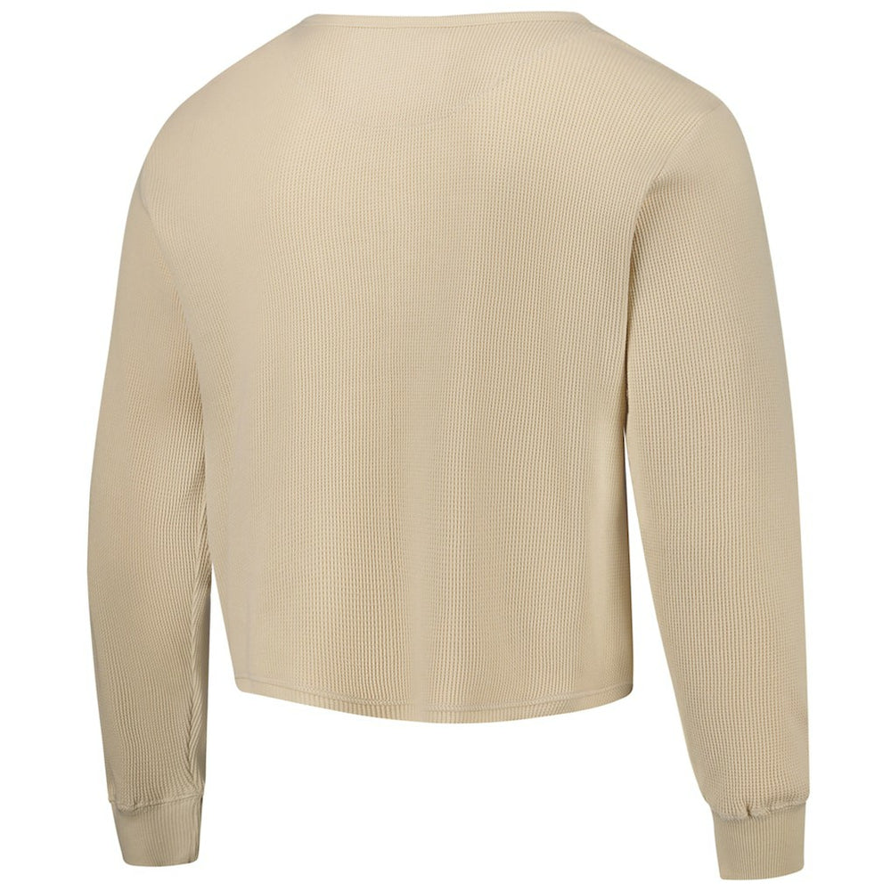 Golden State Warriors Sportiqe Unisex High Country Collection Cullen Cropped Waffle Knit Long Sleeve T-Shirt sale - Cream on sale