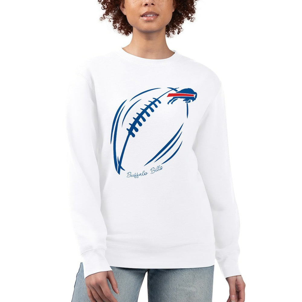 Buffalo Bills G-III 4Her by Carl Banks Women's Football Logo Graphic Fleece Tri-Blend Pullover Sweatshirt - White discount