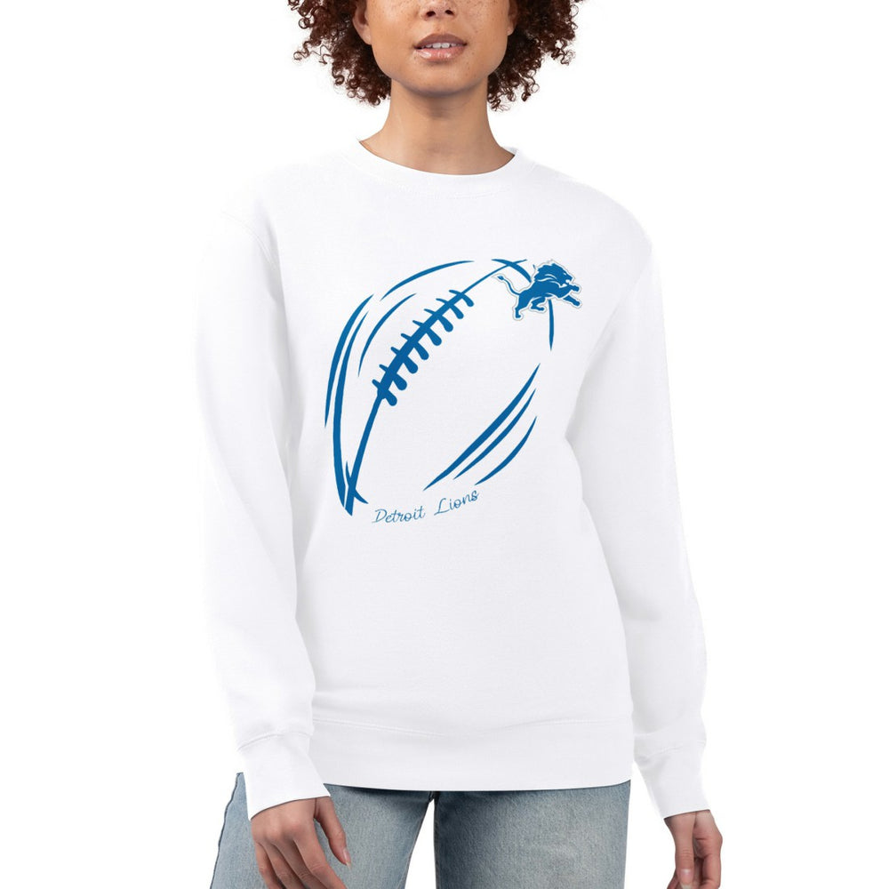 Detroit Lions G-III 4Her by Carl Banks Women's Football Logo Graphic Fleece Tri-Blend Pullover Sweatshirt - White sale