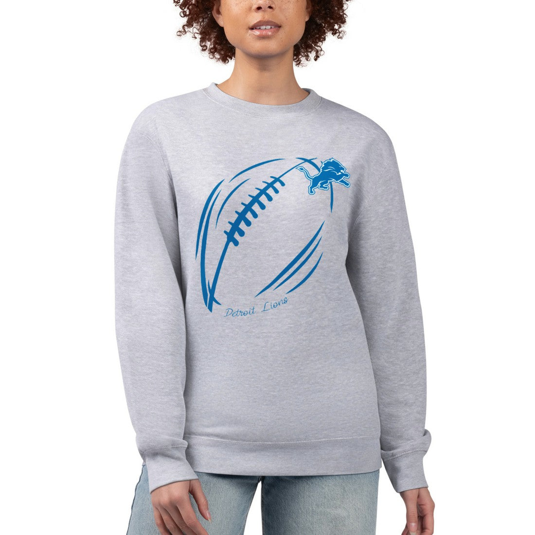 Detroit Lions G-III 4Her by Carl Banks Women's Football Logo Graphic Fleece Tri-Blend Pullover Sweatshirt - Heather Gray on sale