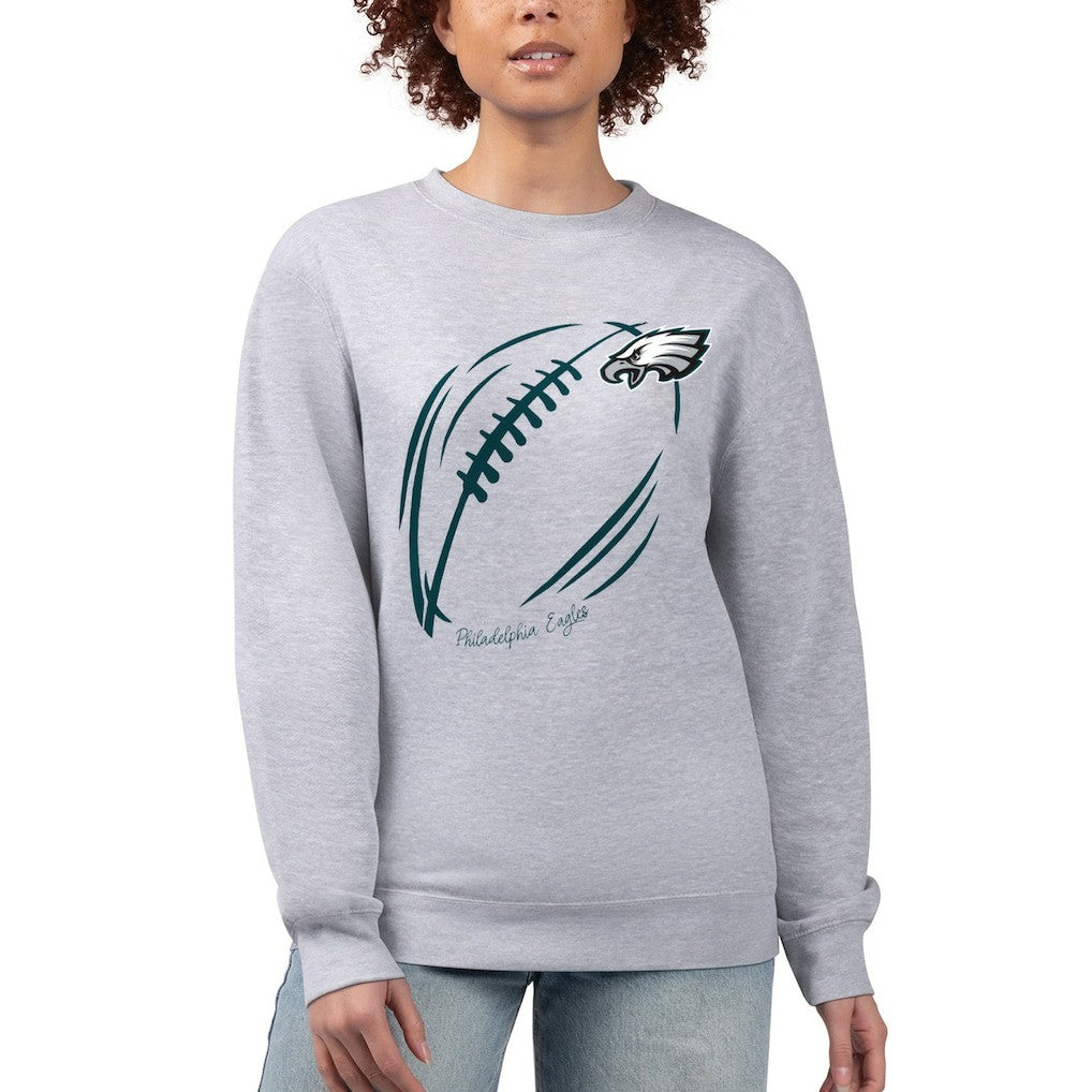 Philadelphia Eagles G-III 4Her by Carl Banks Women's Football Logo Graphic Fleece Tri-Blend Pullover Sweatshirt - Heather Gray cheap