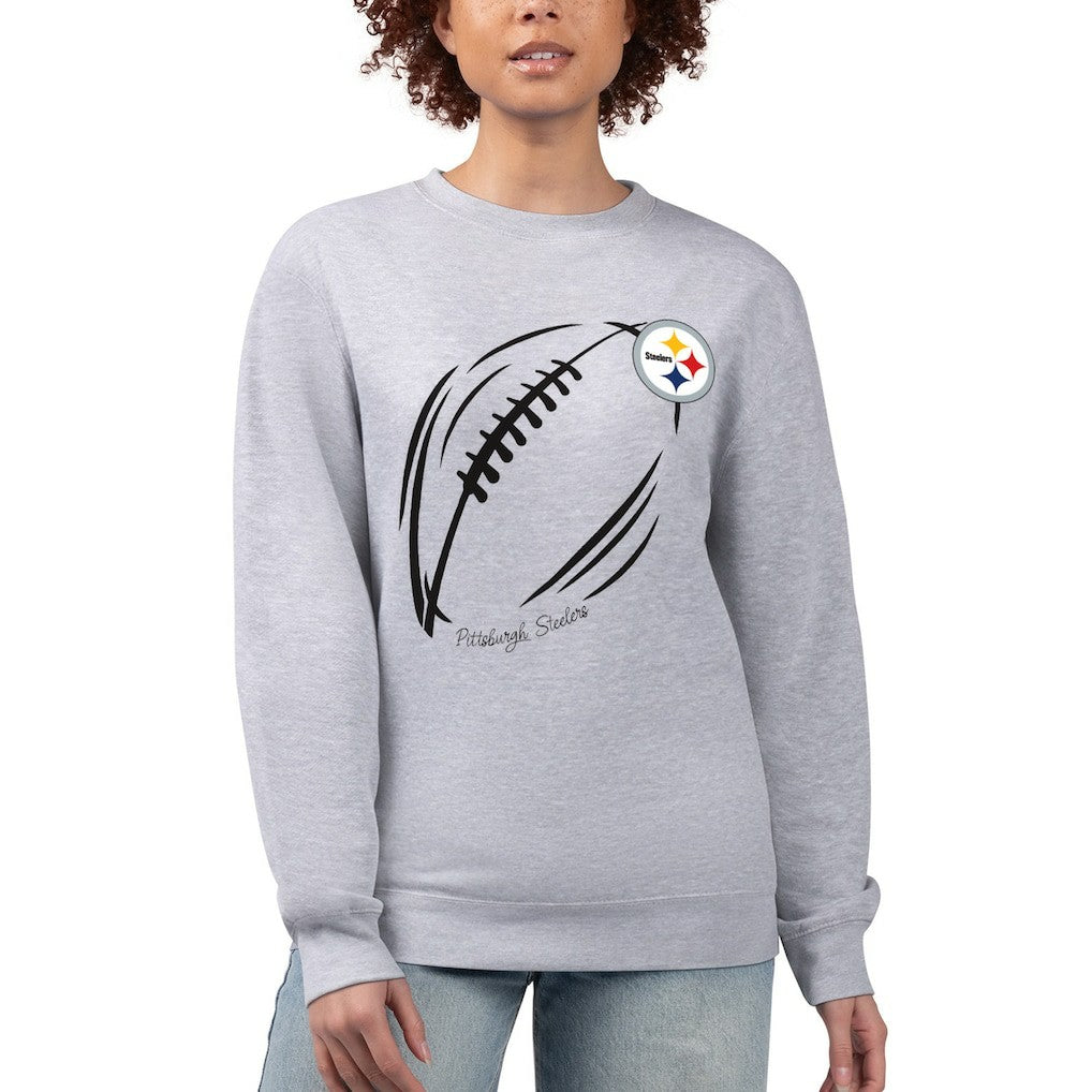 Pittsburgh Steelers G-III 4Her by Carl Banks Women's Football Logo Graphic Fleece Tri-Blend Pullover Sweatshirt - Heather Gray cheap