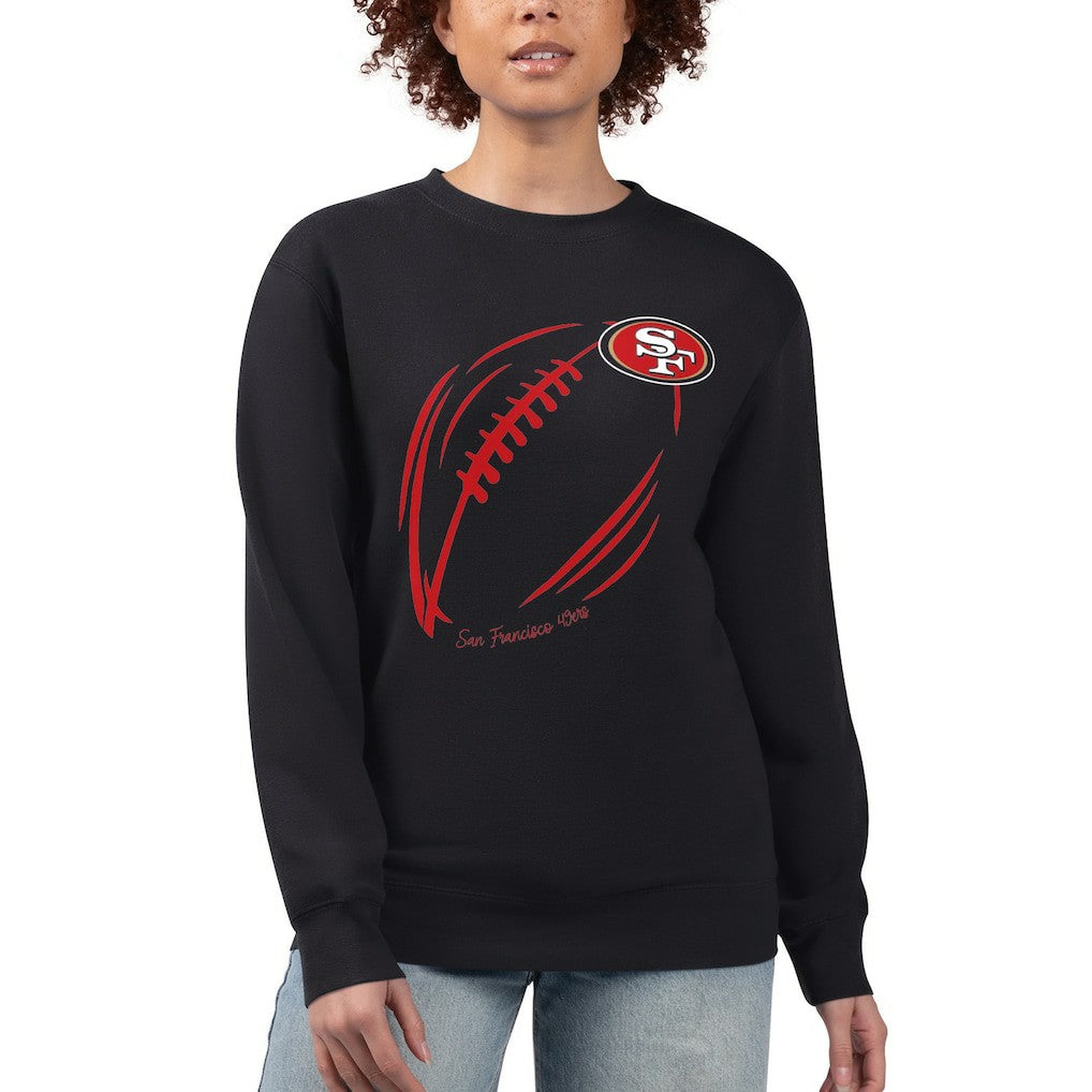 San Francisco 49ers G-III 4Her by Carl Banks Women's Football Logo Graphic Fleece Tri-Blend Pullover Sweatshirt - Black discount