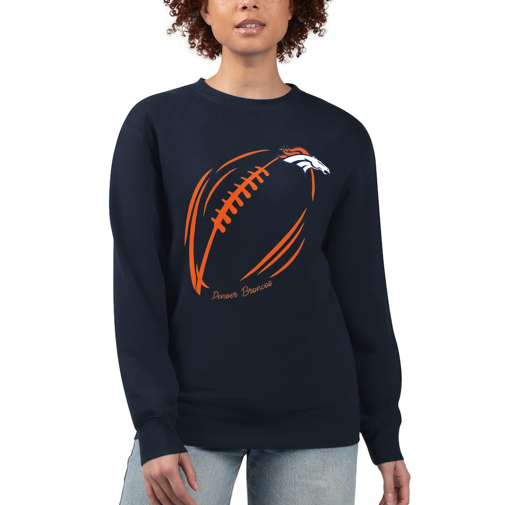 Denver Broncos G-III 4Her by Carl Banks Women's Football Logo Graphic Fleece Tri-Blend Pullover Sweatshirt - Navy discount