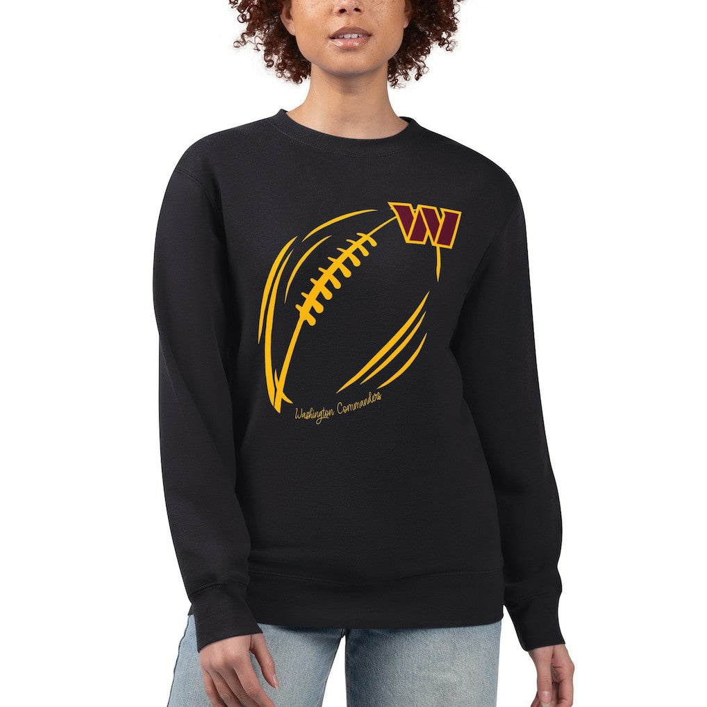Washington Commanders G-III 4Her by Carl Banks Women's Football Logo Graphic Fleece Tri-Blend Pullover Sweatshirt - Black for sale
