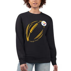 Pittsburgh Steelers G-III 4Her by Carl Banks Women's Football Logo Graphic Fleece Tri-Blend Pullover Sweatshirt - Black outlet