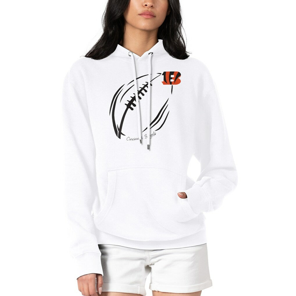 Cincinnati Bengals G-III 4Her by Carl Banks Women's Football Logo Fleece Tri-Blend Pullover Hoodie - White outlet