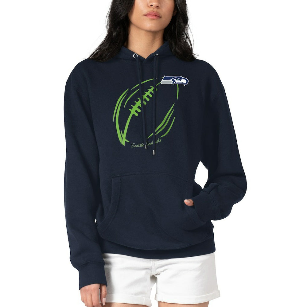 Seattle Seahawks G-III 4Her by Carl Banks Women's Football Logo Fleece Tri-Blend Pullover Hoodie - Navy discount