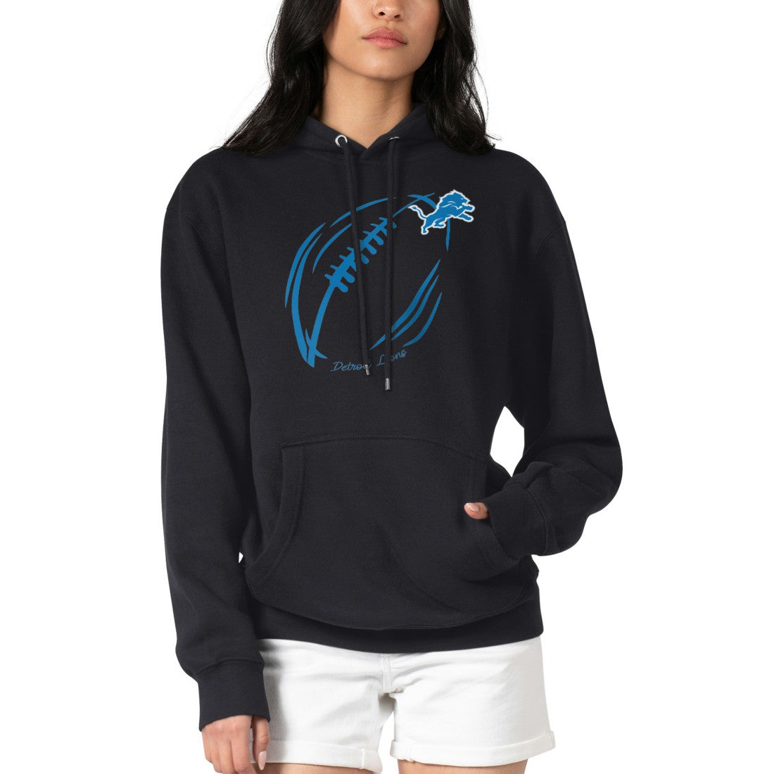 Detroit Lions G-III 4Her by Carl Banks Women's Football Logo Fleece Tri-Blend Pullover Hoodie - Black online