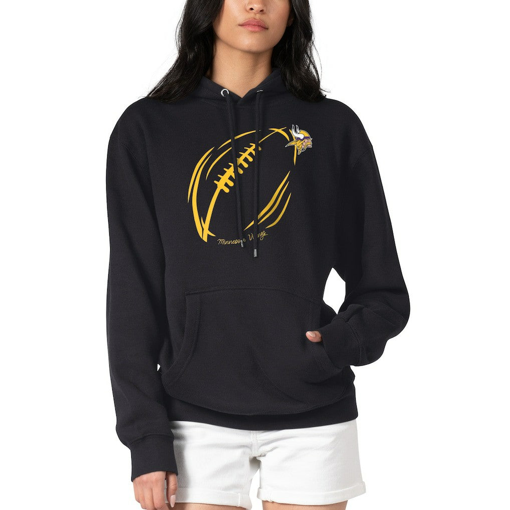 Minnesota Vikings G-III 4Her by Carl Banks Women's Football Logo Fleece Tri-Blend Pullover Hoodie - Black cheap