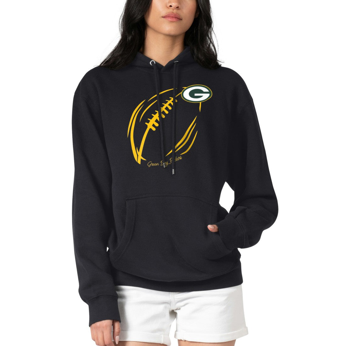 Green Bay Packers G-III 4Her by Carl Banks Women's Football Logo Fleece Tri-Blend Pullover Hoodie - Black discount