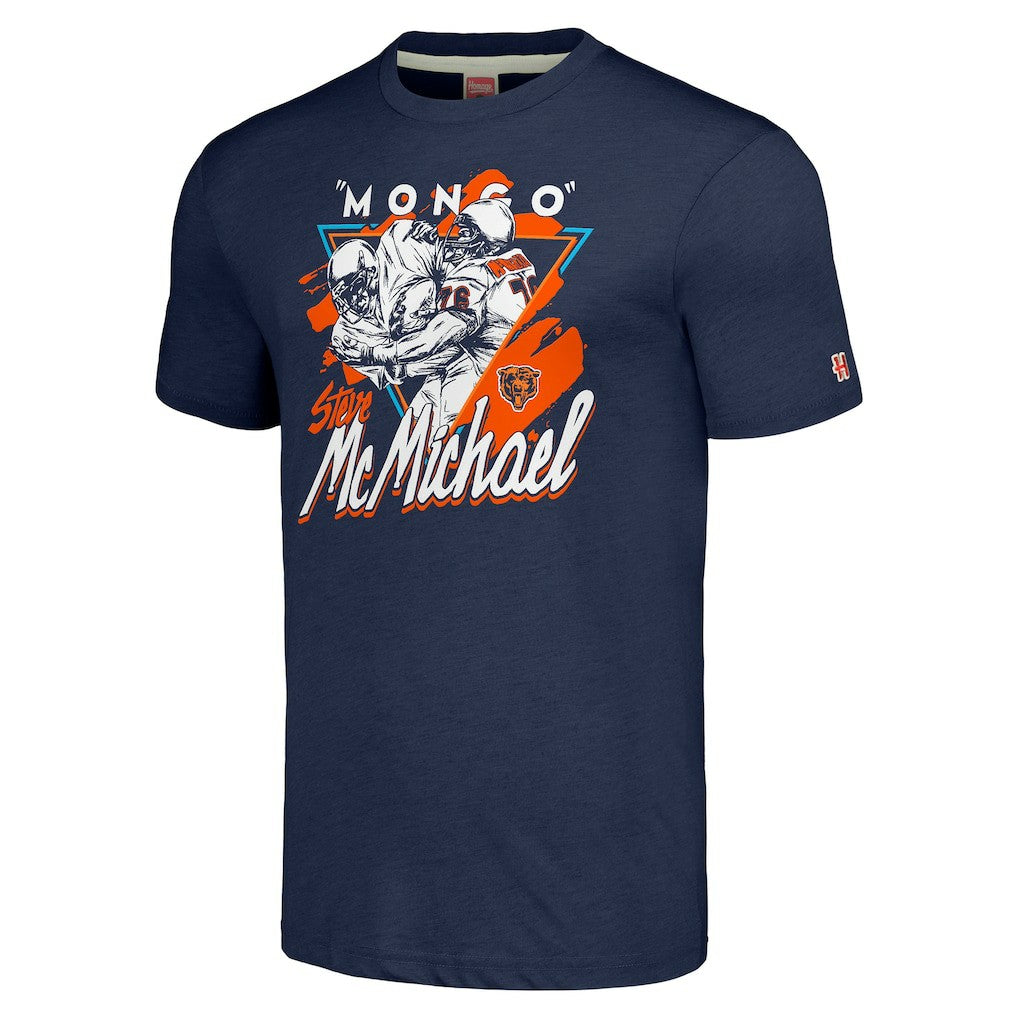 Steve McMichael Chicago Bears Homage Unisex Caricature Retired Player Tri-Blend T-Shirt - Navy for sale