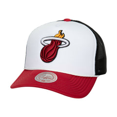 Miami Heat Hardwood Classics Blocker Foam Front Trucker Adjustable Hat - White for sale