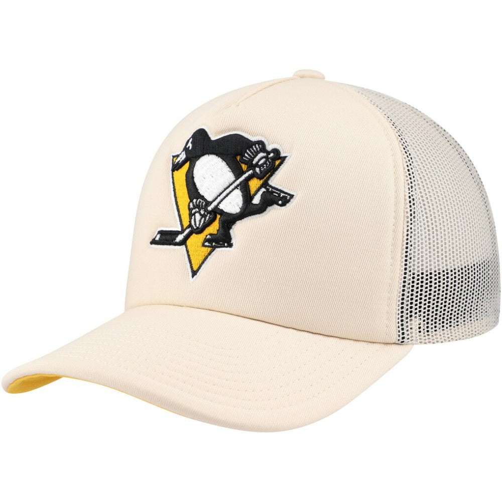 Pittsburgh Penguins Mitchell & Ness Foam Front Trucker Adjustable Hat - Cream Hats