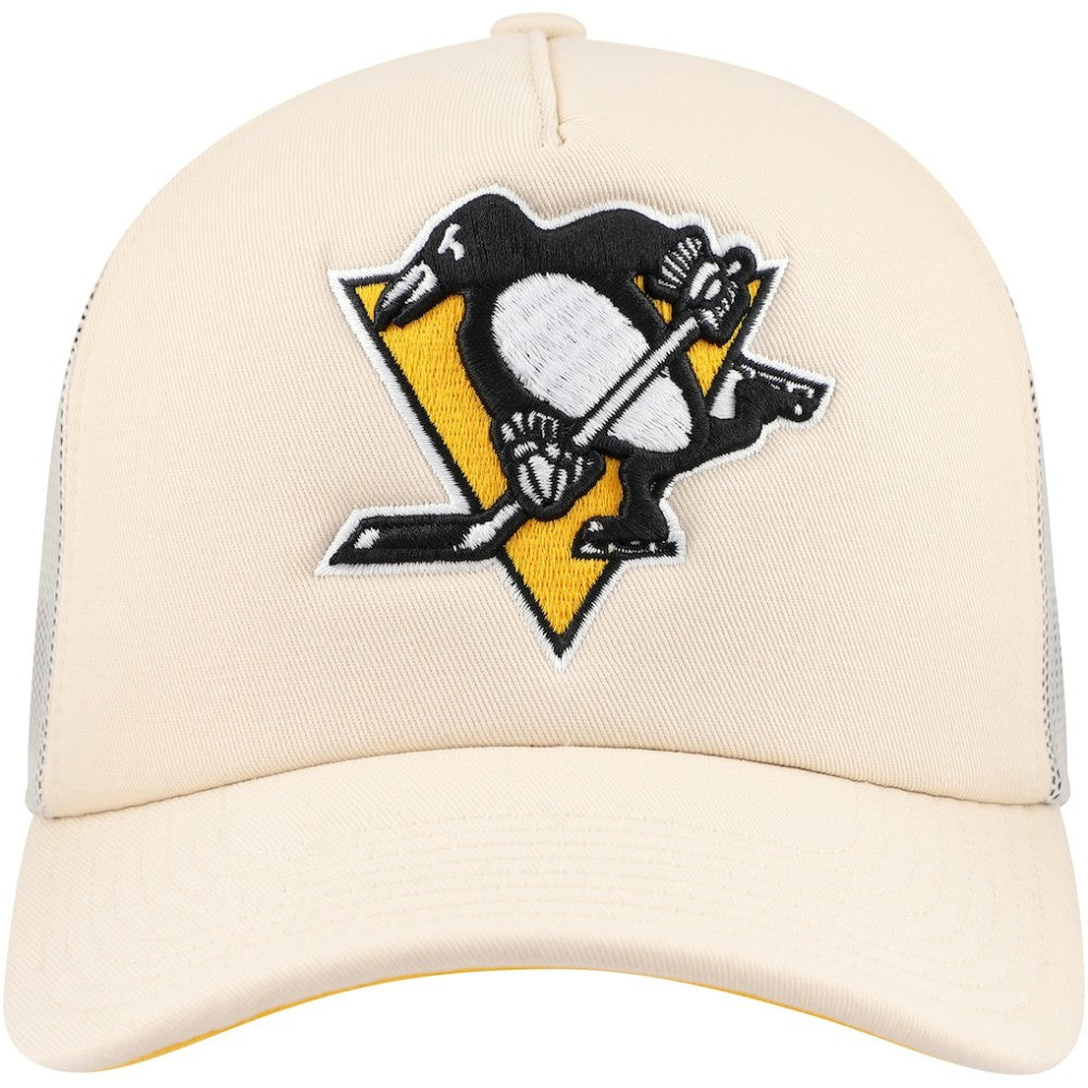 Pittsburgh Penguins Mitchell & Ness Foam Front Trucker Adjustable Hat - Cream Hats