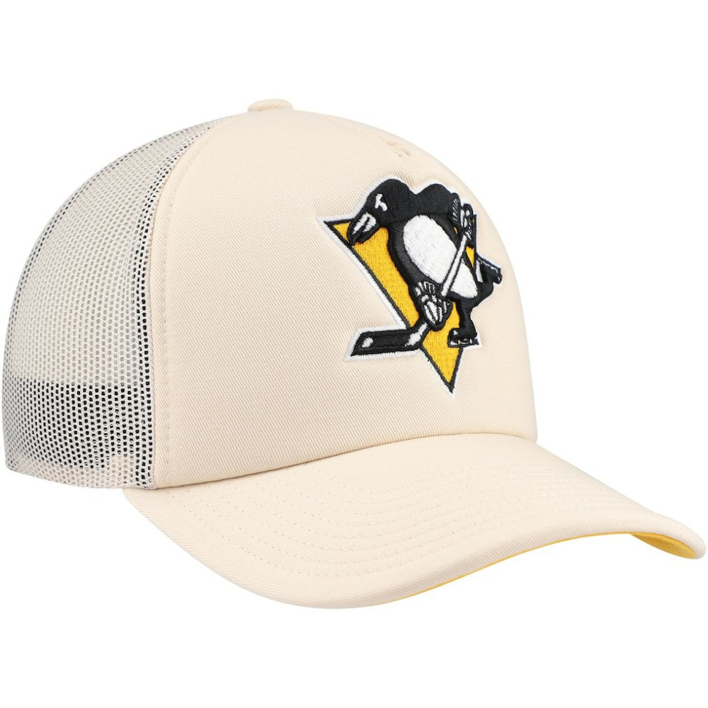 Pittsburgh Penguins Mitchell & Ness Foam Front Trucker Adjustable Hat - Cream Hats