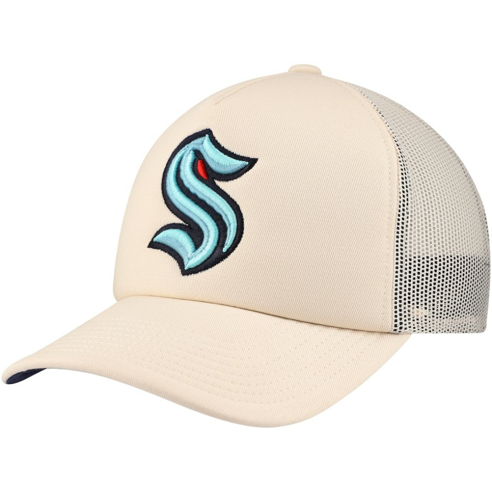 Seattle Kraken Mitchell & Ness Foam Front Trucker Adjustable Hat - Cream Hats