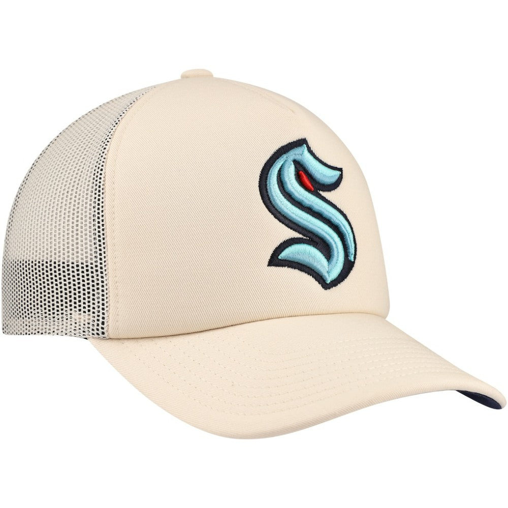 Seattle Kraken Mitchell & Ness Foam Front Trucker Adjustable Hat - Cream Hats