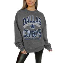 Dallas Cowboys Gameday Couture Women's Oversized Long Weekend Premium Fleece Drop Shoulder Pullover Sweatshirt - Charcoal sale