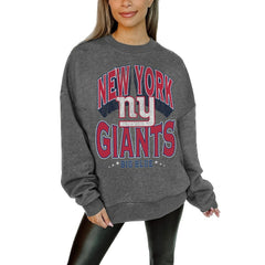 New York Giants Gameday Couture Women's Oversized Long Weekend Premium Fleece Drop Shoulder Pullover Sweatshirt - Charcoal discount