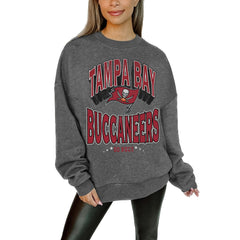 Tampa Bay Buccaneers Gameday Couture Women's Oversized Long Weekend Premium Fleece Drop Shoulder Pullover Sweatshirt - Charcoal sale