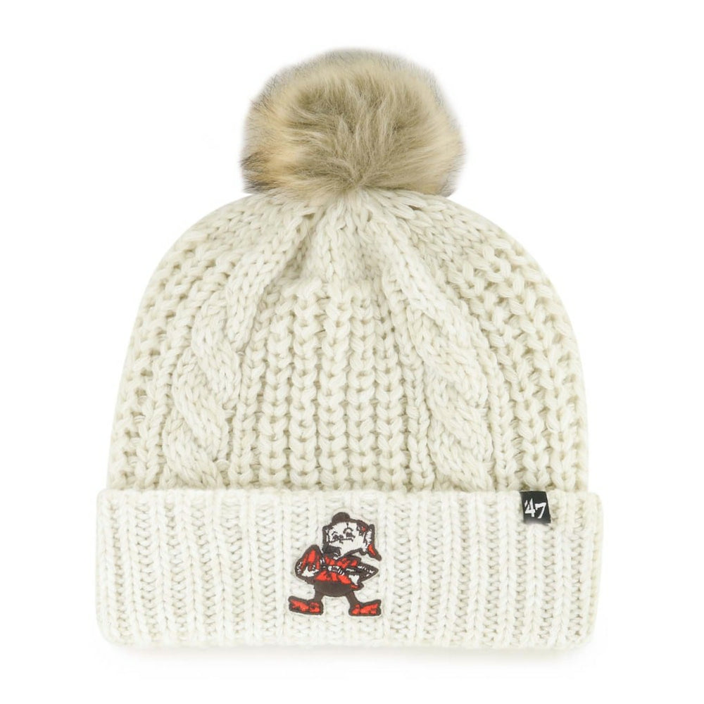 Cleveland Browns '47 Women's Meeko Cuffed Knit Hat with Pom - Cream discount