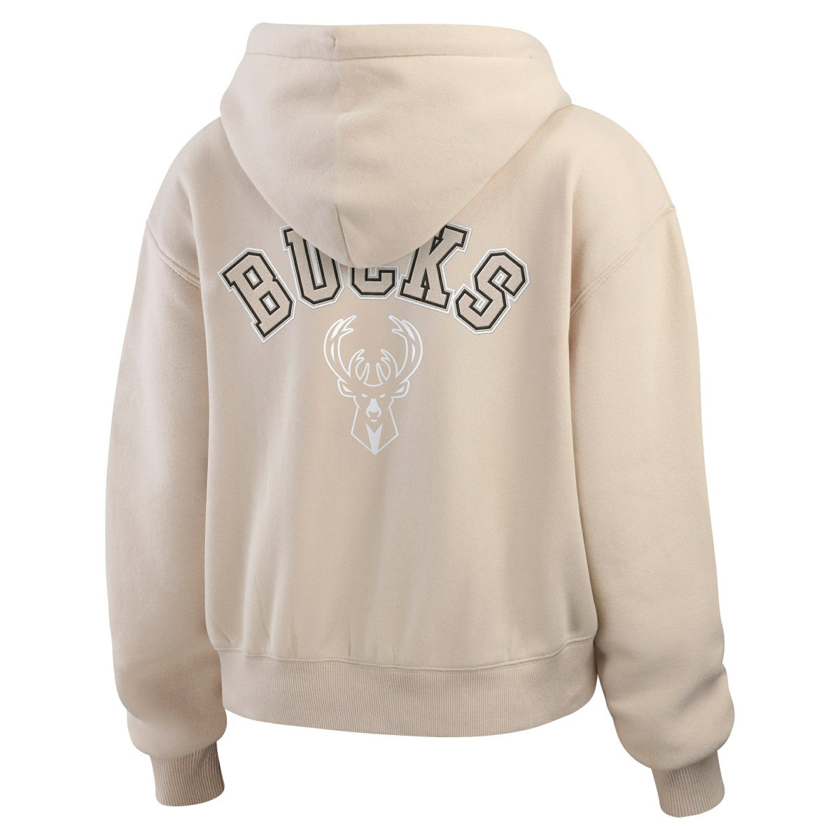 Milwaukee Bucks WEAR by Erin Andrews Women's Tonal Felt Patch Full-Zip Hoodie - Tan shop