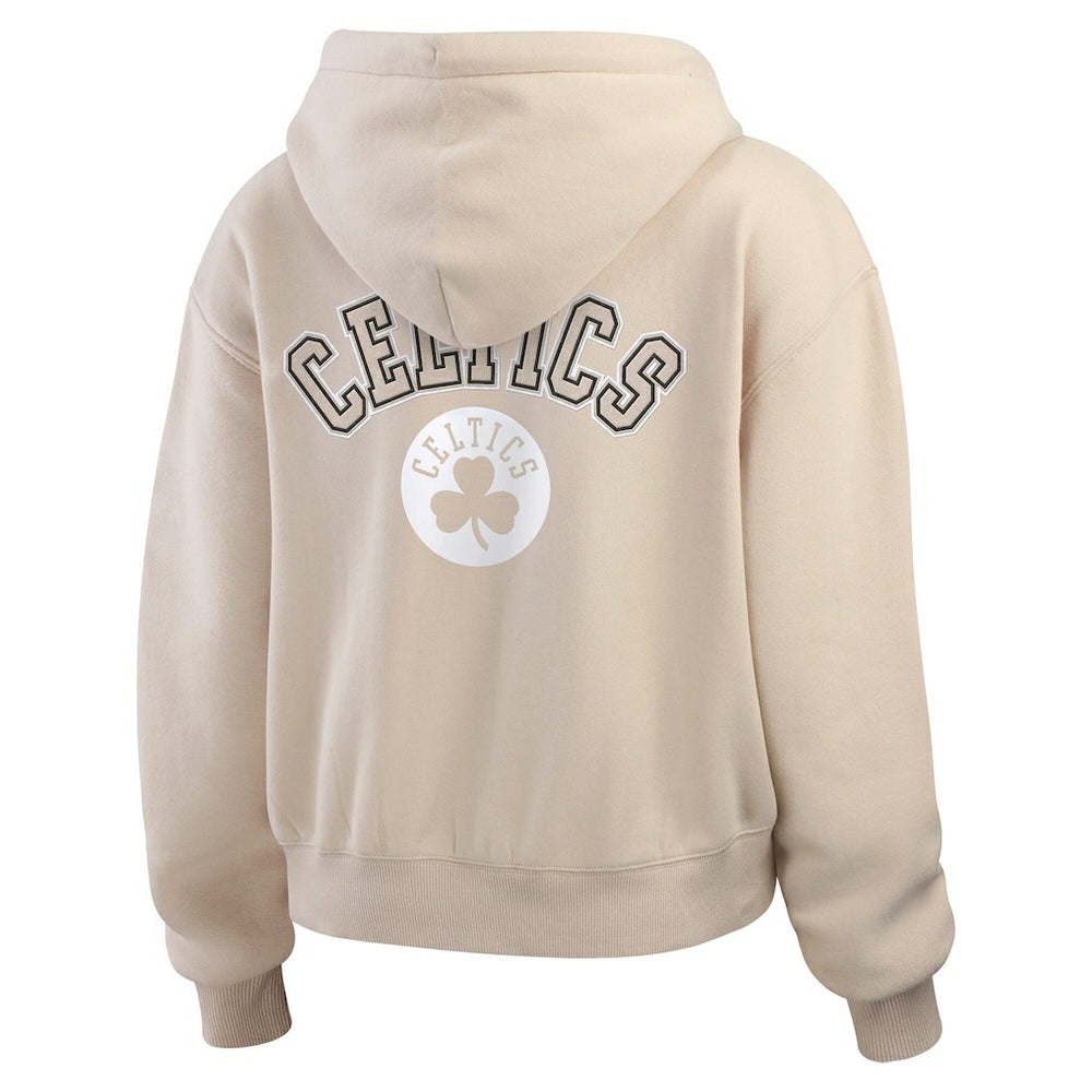 Boston Celtics WEAR by Erin Andrews Women's Plus Size Tonal Felt Patch Full-Zip Hoodie - Cream on sale