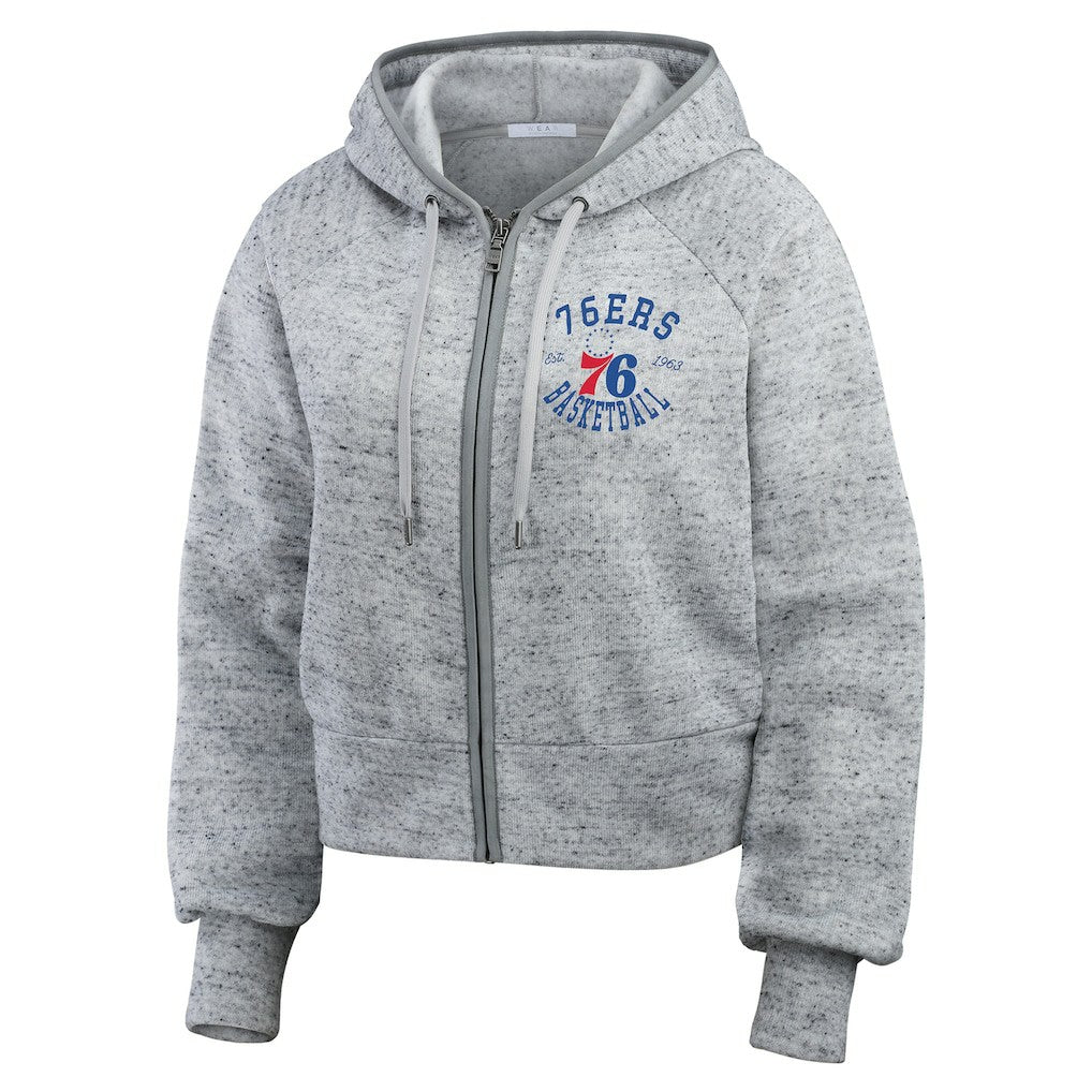 Philadelphia 76ers WEAR by Erin Andrews Women's Speckled Radiator Full-Zip Hoodie - Heather Gray online