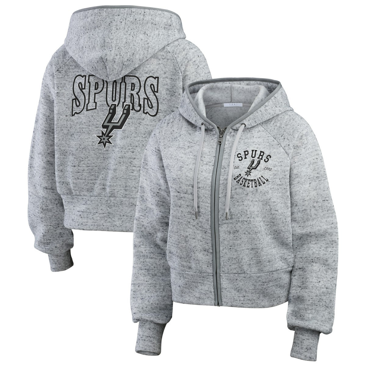 San Antonio Spurs WEAR by Erin Andrews Women's Speckled Radiator Full-Zip Hoodie - Heather Gray on sale