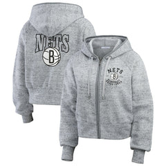 Brooklyn Nets WEAR by Erin Andrews Women's Speckled Radiator Full-Zip Hoodie - Heather Gray shop