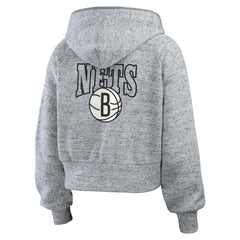 Brooklyn Nets WEAR by Erin Andrews Women's Speckled Radiator Full-Zip Hoodie - Heather Gray shop