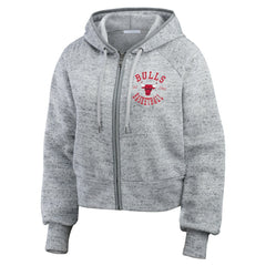 Chicago Bulls WEAR by Erin Andrews Women's Speckled Radiator Full-Zip Hoodie - Heather Gray cheap
