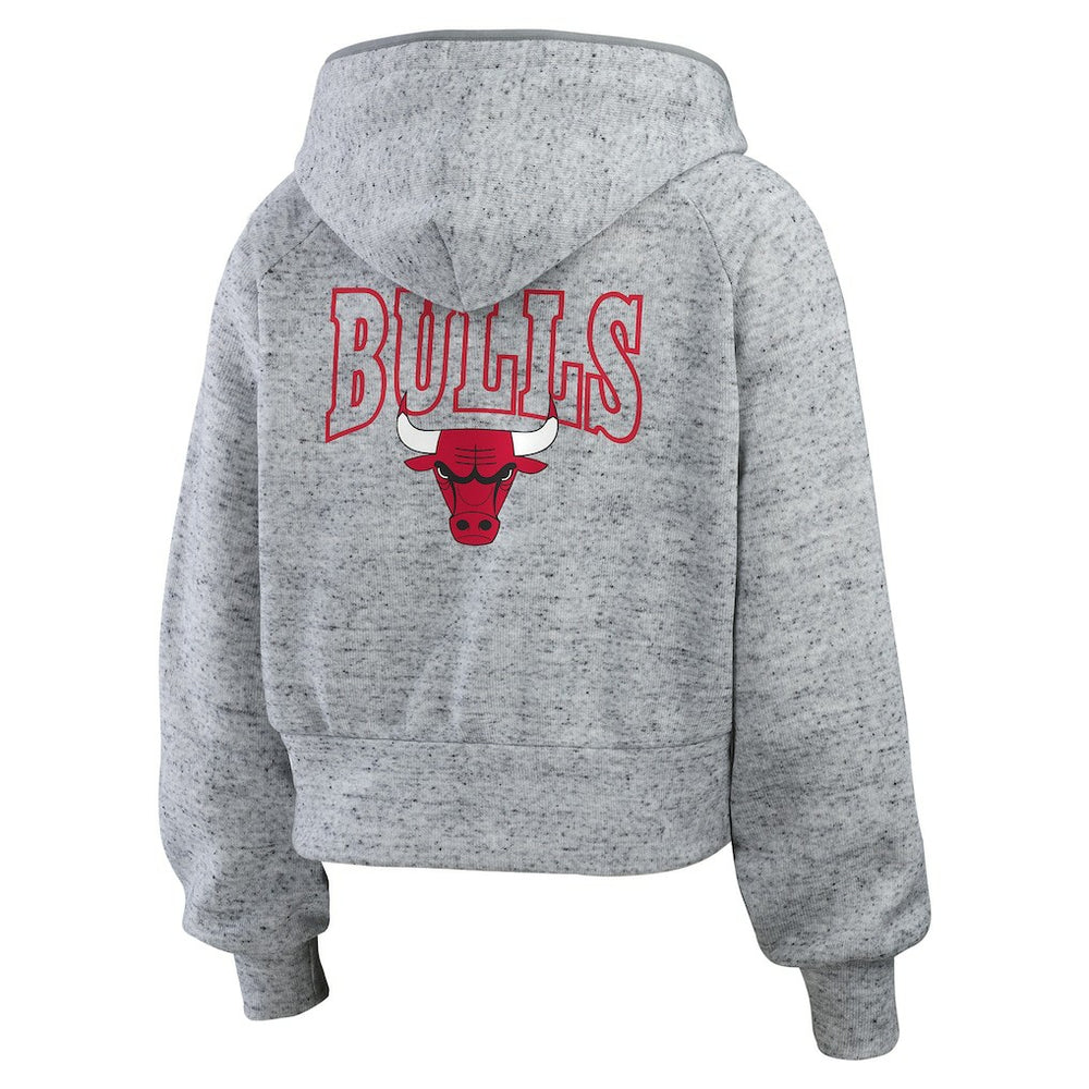 Chicago Bulls WEAR by Erin Andrews Women's Speckled Radiator Full-Zip Hoodie - Heather Gray cheap